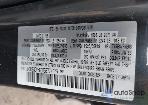 2016 Mazda Cx-5 Grand Touring z USA, uszkodzony, nr VIN JM3KE4DY6G0768777